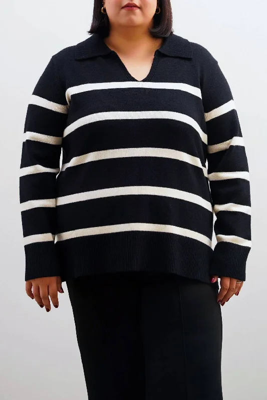 CURVE POLO STRIPED JUMPER Graphic Sweater Embroidered Appliqued