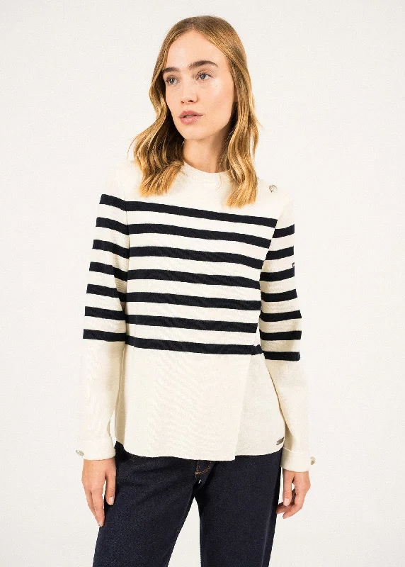 Docks Striped Wraparound Jumper - SAINT JAMES x Romain Brifault (ECUME/NAVY) Solid Print Embellished