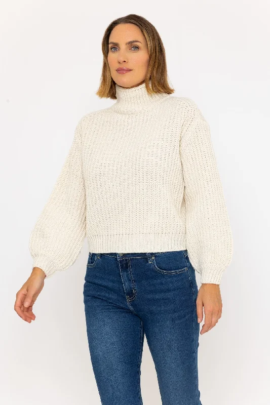 Ivory Fisherman Rib Knit Jumper Terry Blend Velvet Blend Canvas Blend