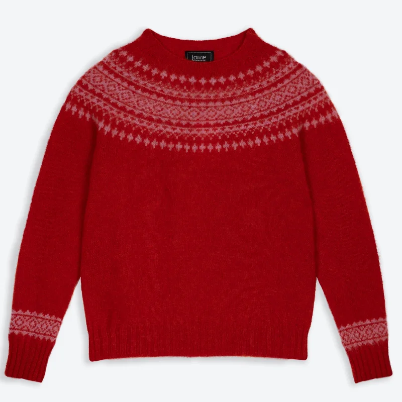 Snow Red Jumper Ribbed Striped Patterned