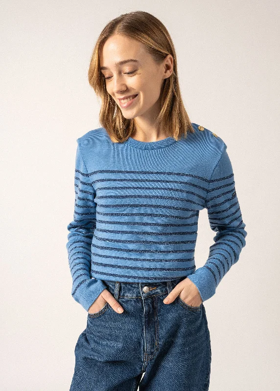 Marée II Lurex sailor jumper - with lurex striped, in soft wool (OXYGENE/BLEU) Layered Multi-layer Single Layer