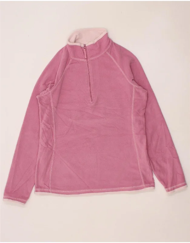 MOUNTAIN WAREHOUSE Womens Zip Neck Fleece Jumper UK 10 Small Pink Iron Safe Non-Iron Wrinkle Free