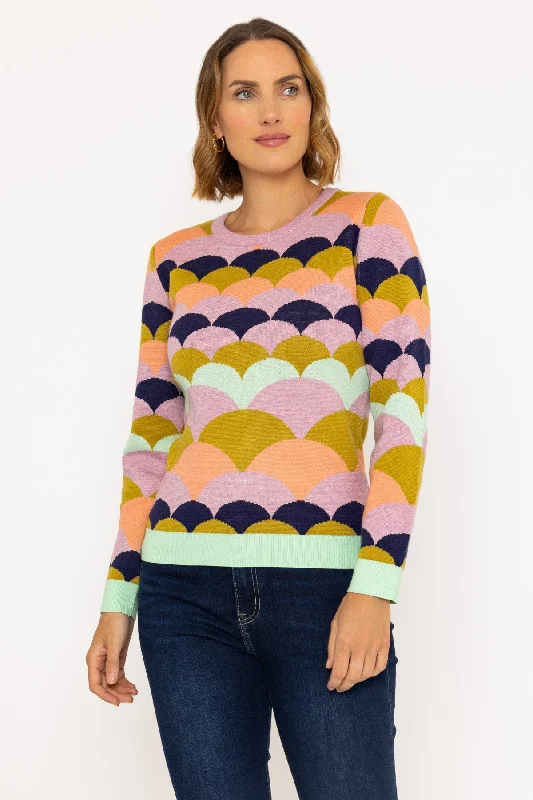 Multicolour Geo Jacquard Knit Jumper Thin Thick Dense