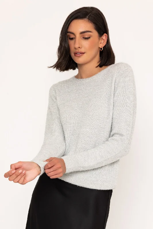 Super Soft Sparkle Knit Jumper in White Elegant Classic Vintage