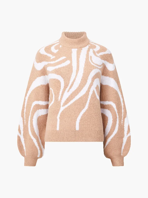 Swirl Patterned Jumper Long Sweater Short Sweater Cropped Sweater