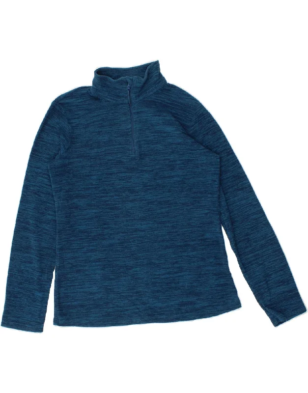 MOUNTAIN WAREHOUSE Womens Zip Neck Fleece Jumper UK 12 Medium Blue Flecked Terry Terry Cloth Terry Knit