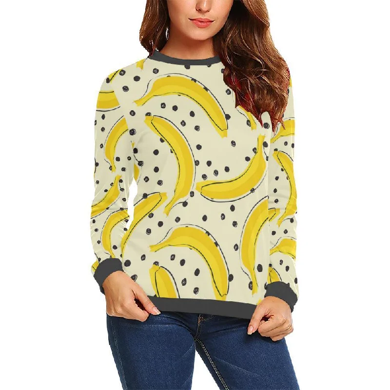 Banana Dot Pattern Print Women's Sweatshirt Hoodie with Pocket Utility Practical