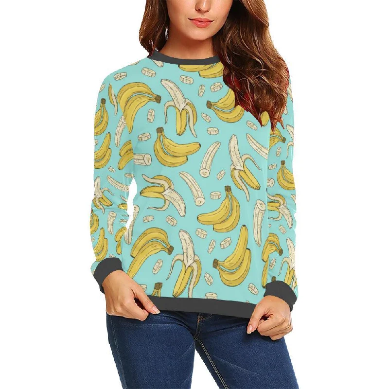 Banana Pattern Print Women's Sweatshirt Hoodie with Oversized Fit Loose Comfortable