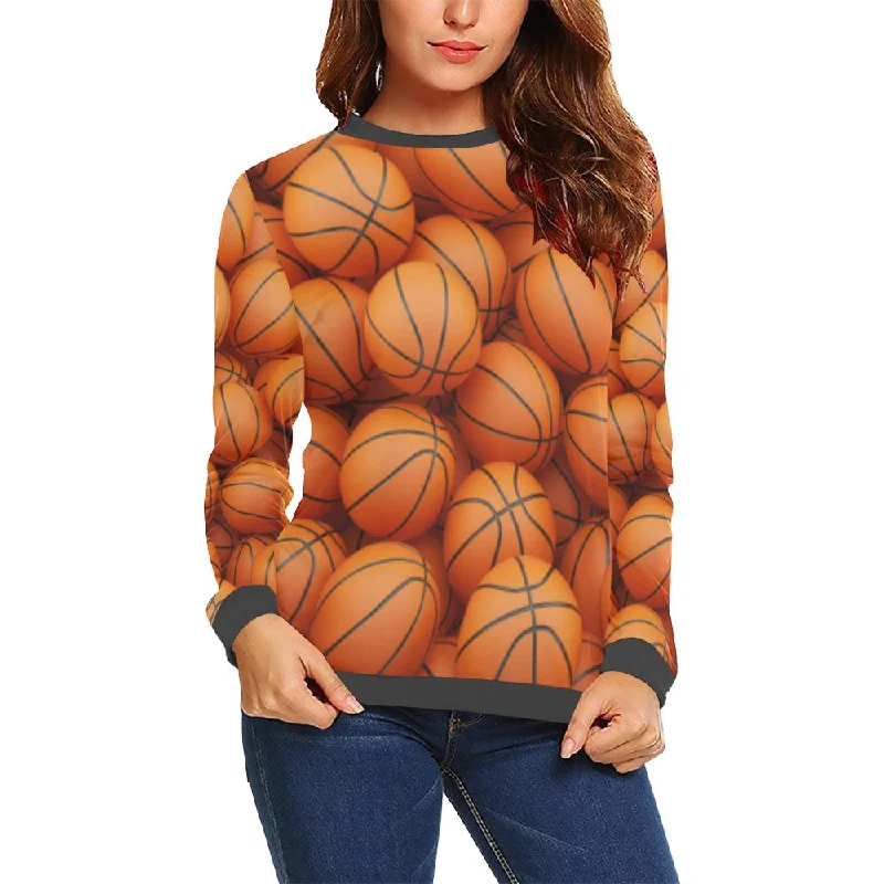 Basketball Pattern Print Women's Sweatshirt Graphic Hoodie Design Print