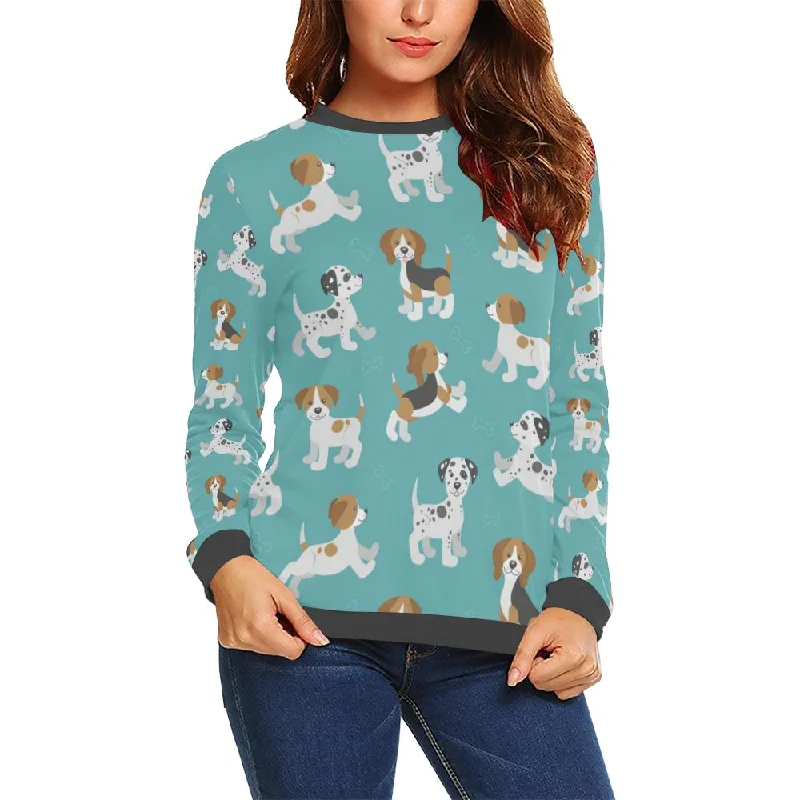 Beagle Dog Bone Pattern Print Women's Sweatshirt Hoodie with Gradient Ombre Colorful