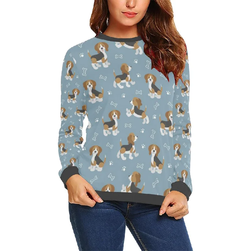 Beagle Paw Dog Bone Pattern Print Women's Sweatshirt Hoodie with Tie-Dye Psychedelic Retro