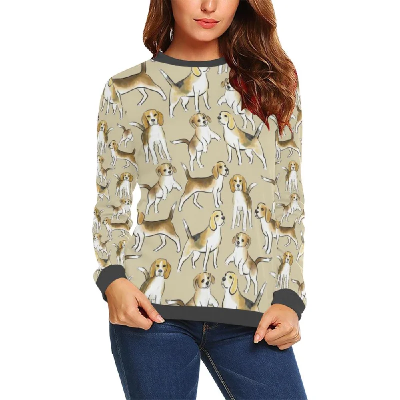 Brown Beagle Paw Pattern Print Women's Sweatshirt Hoodie with Velcro Closure Adjustable Secure