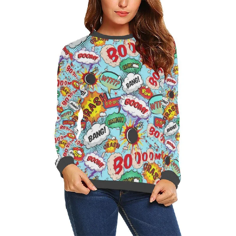 Comic Book Strip Pattern Print Women's Sweatshirt Hoodie with Drop Shoulder Relaxed Streetwear