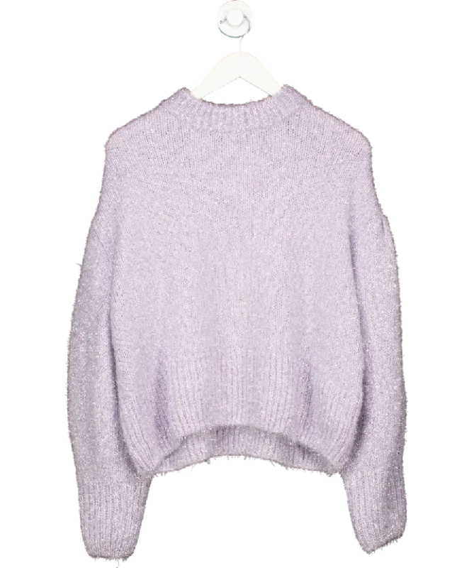 H&M Purple Glittery Jumper UK 12 Cable Knit Ribbed Knit Lace Knit