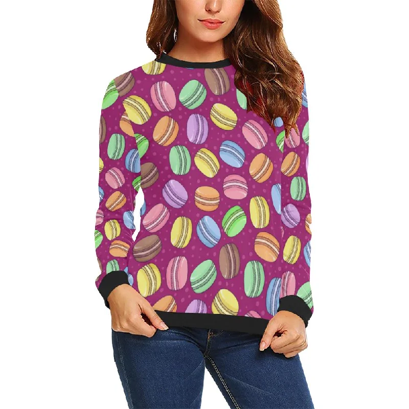 Macaron Sweet Print Pattern Women Crewneck Sweatshirt Hoodie with Print Artistic Unique