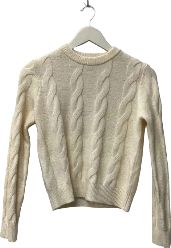 MNG Cream Cable Knit Jumper UK XS Knit Fabric Woven Fabric Fleece Fabric