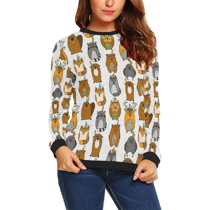 Otter Animal Family Pattern Print Women Crewneck Sweatshirt Hoodie with Slim Fit Tailored Modern