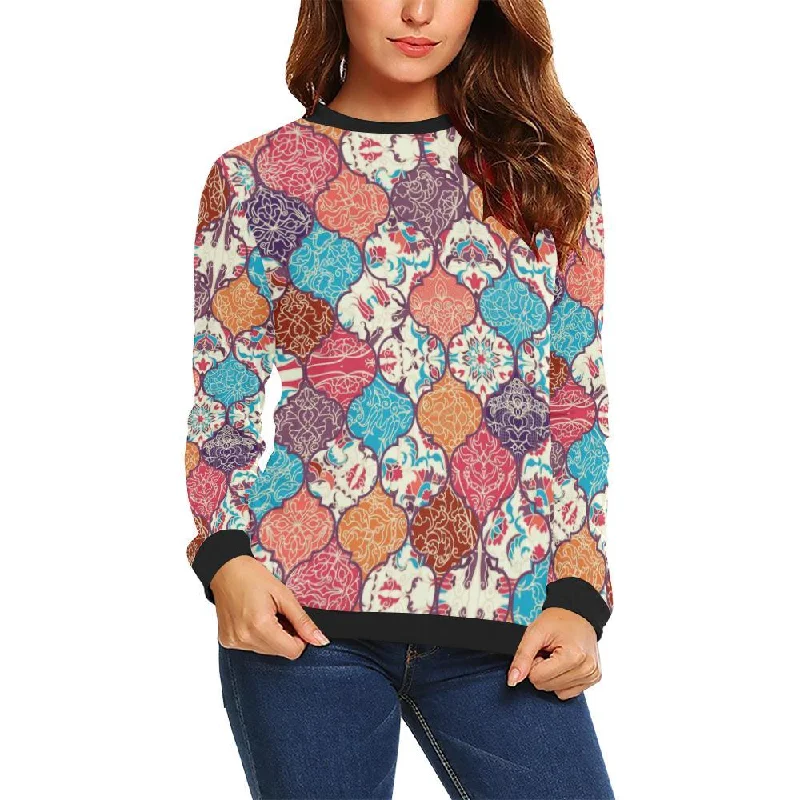 Patchwork Pattern Print Women Crewneck Sweatshirt Hooded Sweatshirt Casual Wear Street Style