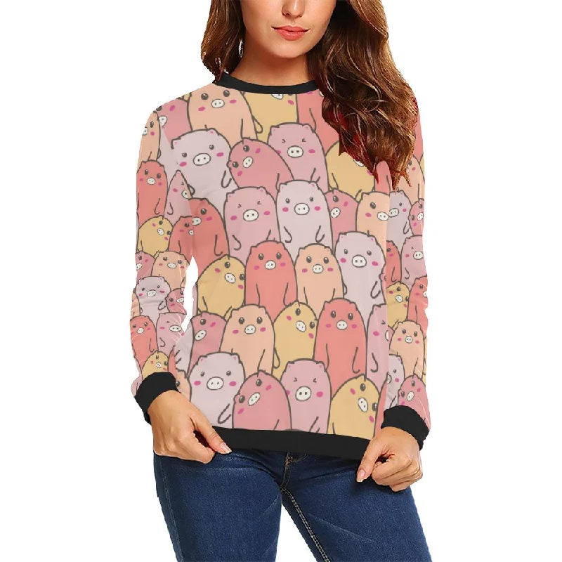 Pattern Pig Print Women Crewneck Sweatshirt Hoodie with Earth Tones Natural Calm