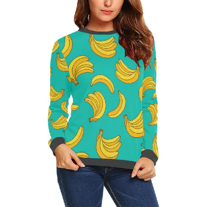 Pattern Print Banana Women's Sweatshirt Hoodie with Strings Custom Fit Adjustable