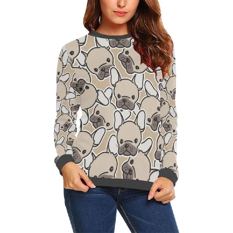 Pattern Print Bulldog Women's Sweatshirt Hoodie with High Neck Warm Protective