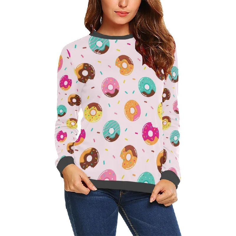 Pattern Print Donut Women's Sweatshirt Hoodie with Cropped Fit Short Trendy