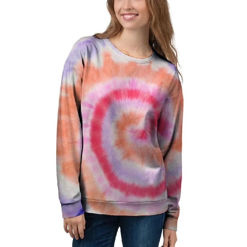 Rainbow Hippie Tie Dye Women's Sweatshirt Hoodie with Lace Feminine Delicate