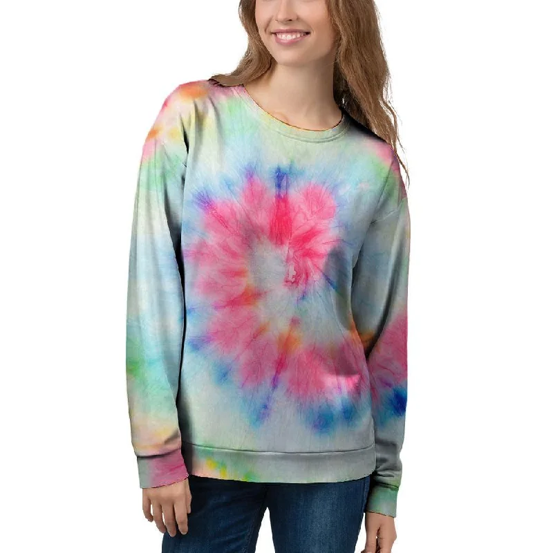 Rainbow Tie Dye Women's Sweatshirt Hoodie with Typography Text Message