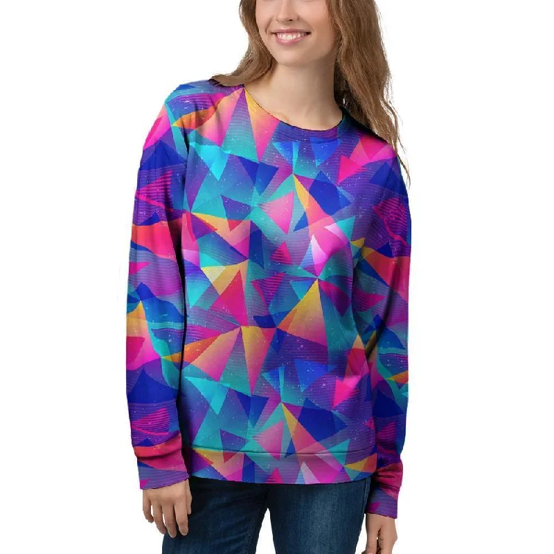 Rainbow Triangle Geometric Women's Sweatshirt Hoodie with Lining Warm Insulated