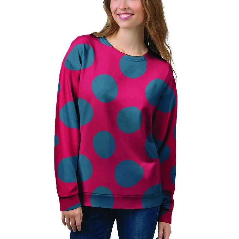 Red And Blue Polka Dot Women's Sweatshirt Oversized Hoodie Comfort Casual