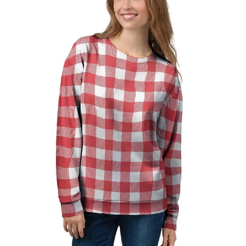 Red Lumberjack Women's Sweatshirt Hoodie with Cropped Fit Short Trendy