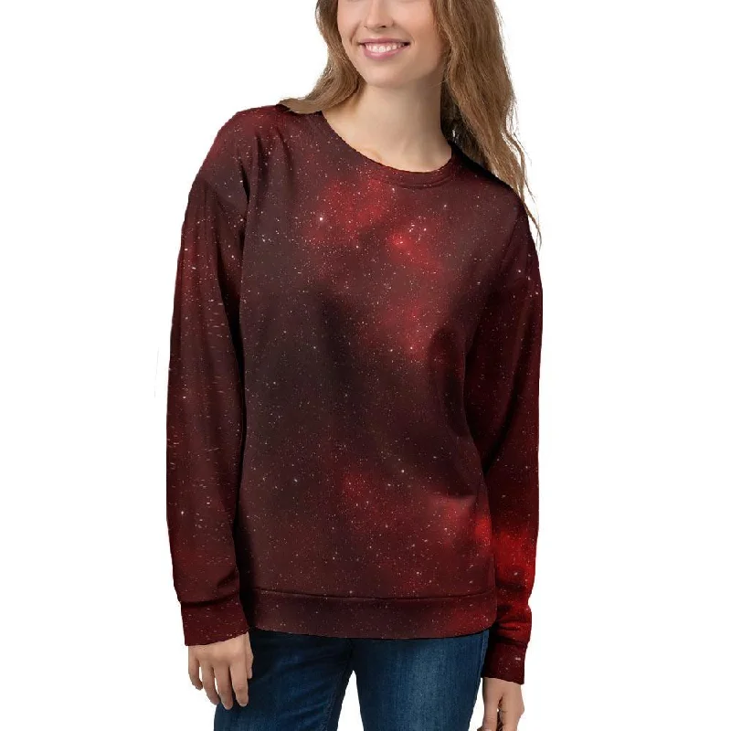 Red Nebula Galaxy Space Women's Sweatshirt Hoodie with Slim Fit Tailored Modern