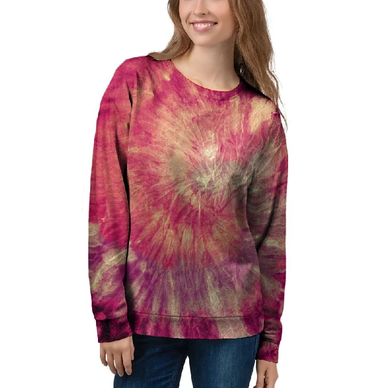 Red Tie Dye Women's Sweatshirt Hoodie Crop Top Short Trendy