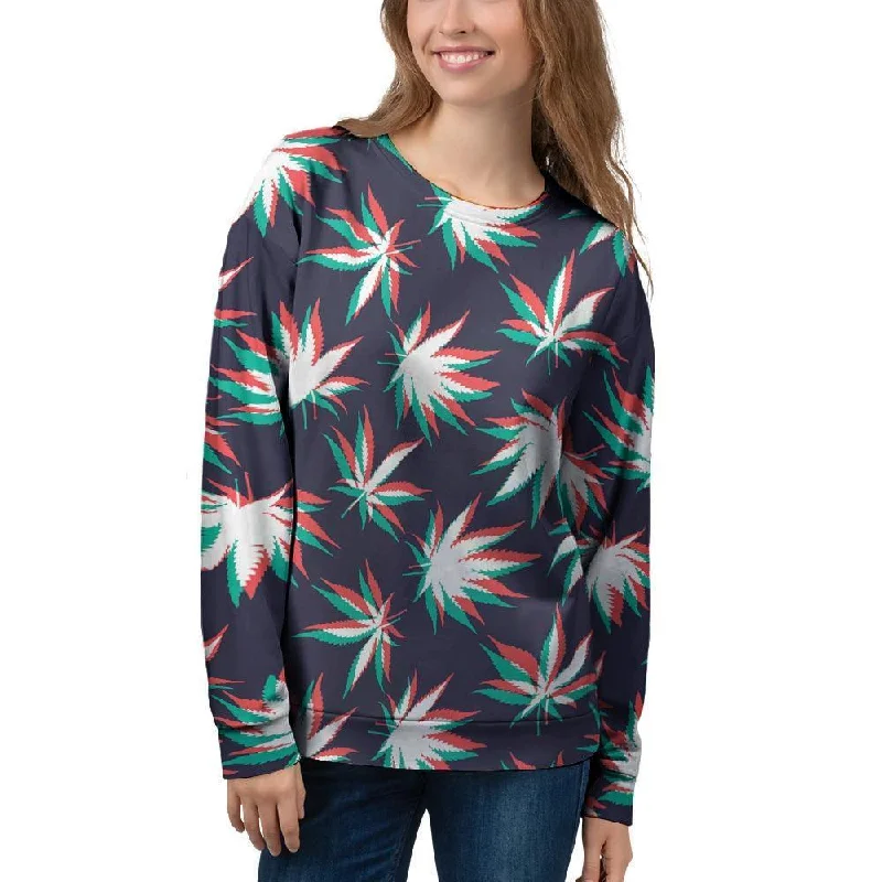 Reggae Leaf Psychedelic Women's Sweatshirt Cotton Hoodie Fleece Lining Warmth