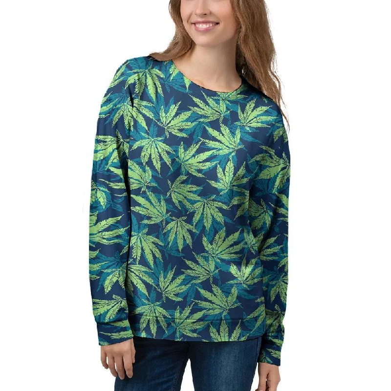 Reggae Leaf Tropical Women's Sweatshirt Hoodie with Hem Applique Textured Unique