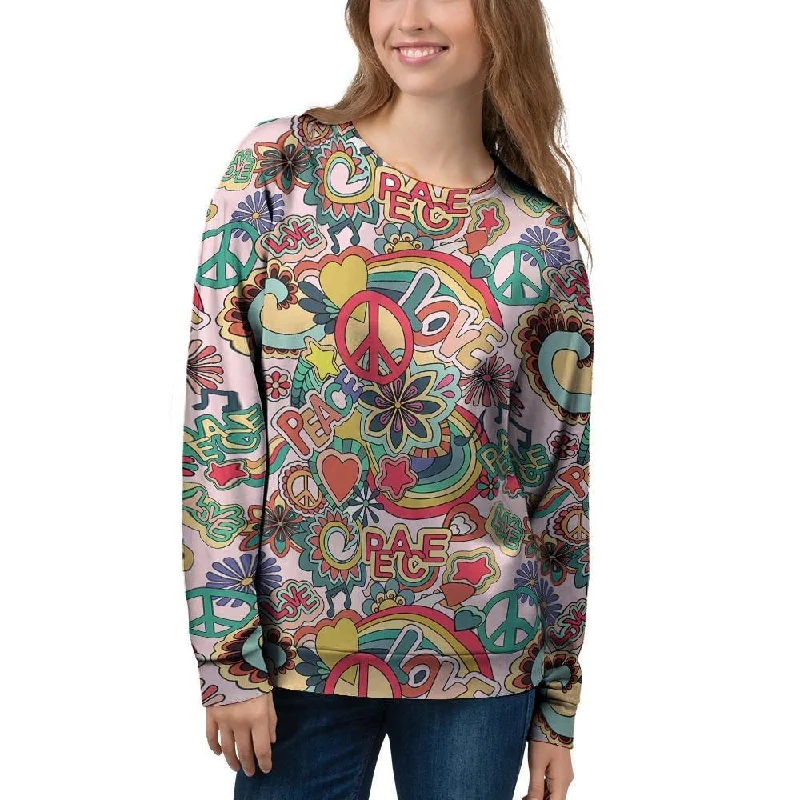 Retro Hippie Women's Sweatshirt Hoodie with Hem Fringe Bohemian Relaxed