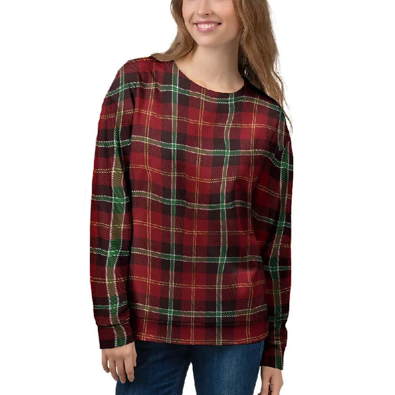 Royal Stewart Red Plaid Tartan Women's Sweatshirt Hoodie with Belted Waist Structured Tailored