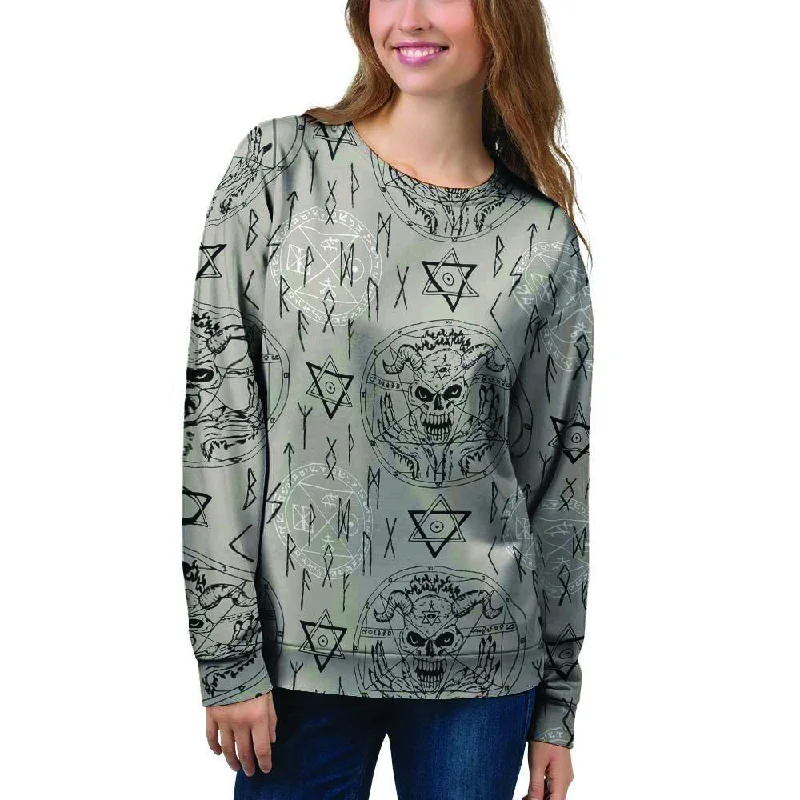 Satanic Devil Gothic Witch Women's Sweatshirt Hoodie with Snap Buttons Easy Quick