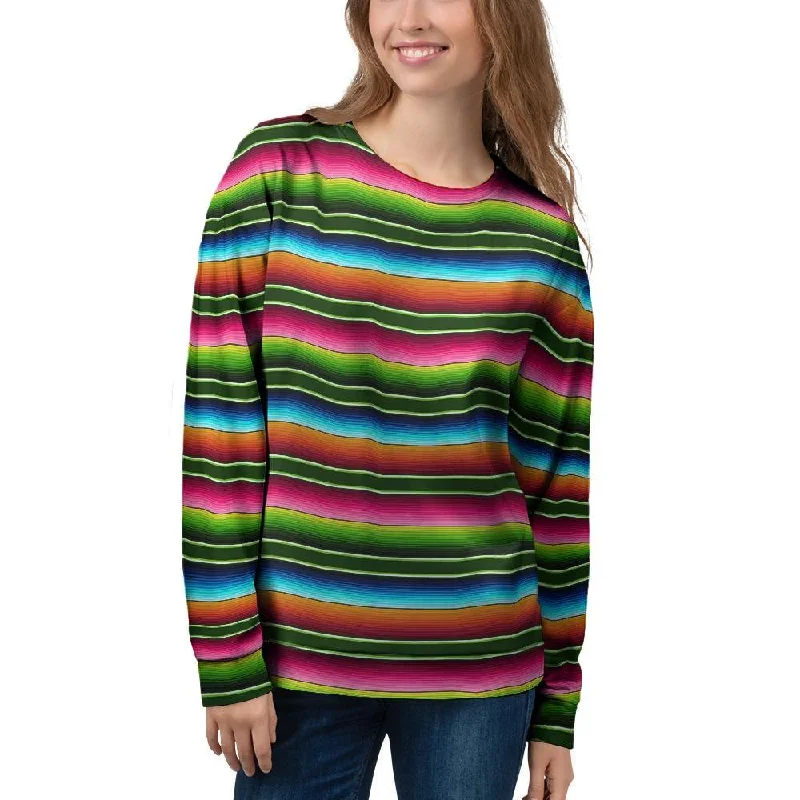 Serape Baja Mexican Women's Sweatshirt Hoodie with Mock Neck Collared Structured