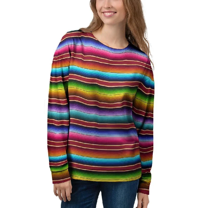 Serape Baja Print Women's Sweatshirt Hoodie with V-Neck Classic Versatile