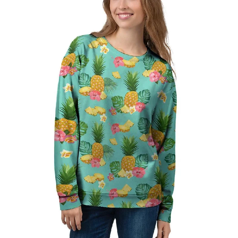 Slice Tropical Pineapple Print Women's Sweatshirt Hoodie with Camouflage Military Edgy