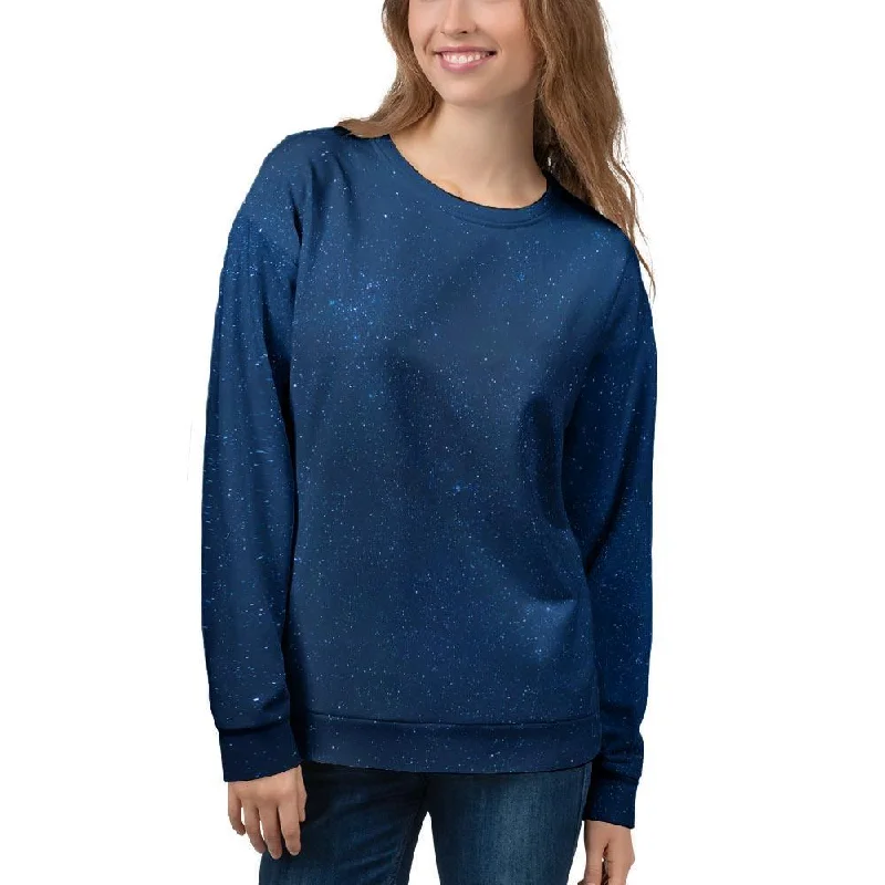 Space Blue Galaxy Women's Sweatshirt Hoodie with Applique Textured Unique