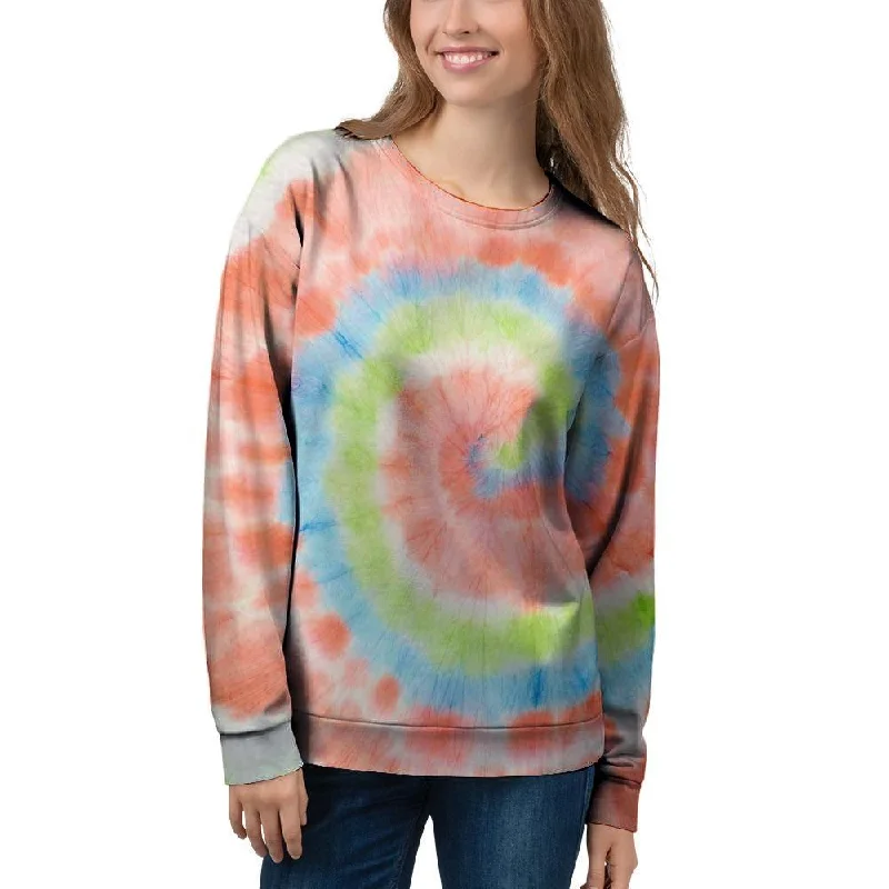 Spiral Tie Dye Women's Sweatshirt Hoodie with Strings Custom Fit Adjustable