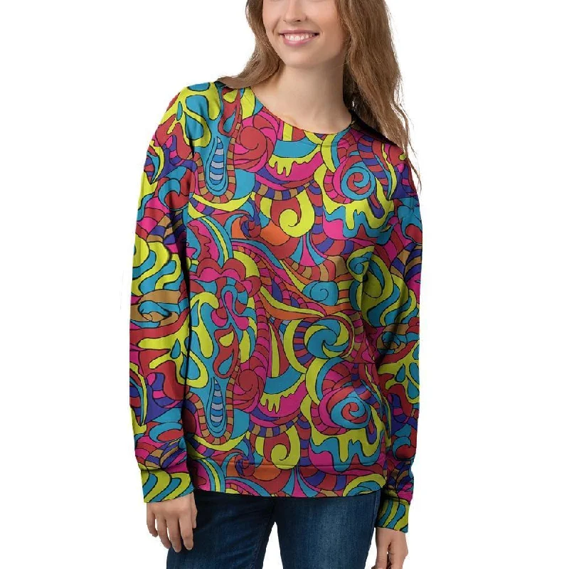 Stained Glass Psychedelic Trippy Women's Sweatshirt Hoodie with Logo Branding Identity