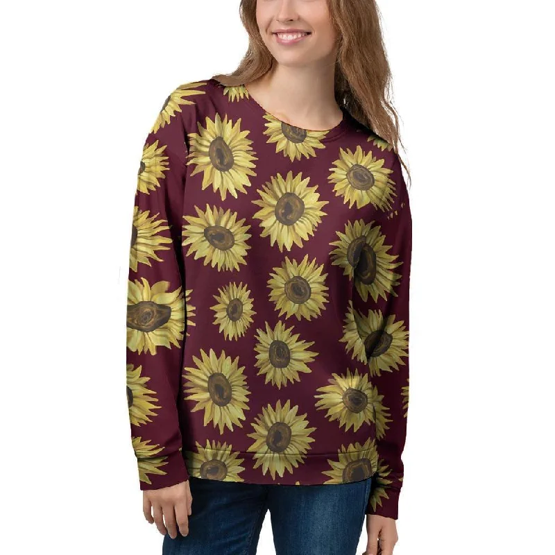 Sunflower Brown Women's Sweatshirt Hoodie with Hidden Zipper Minimalist Clean