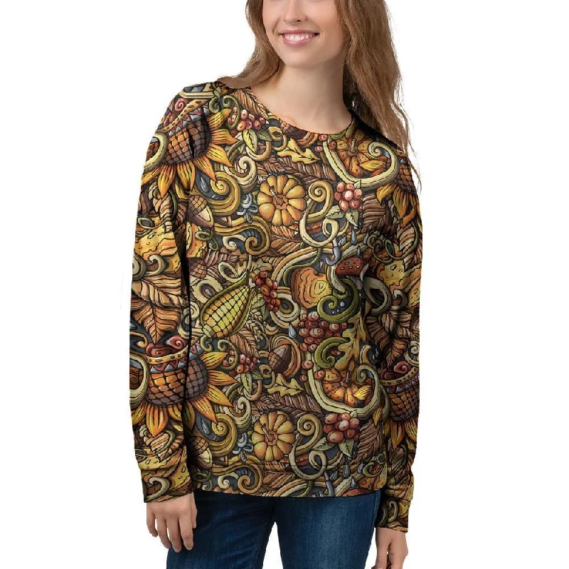 Sunflower Psychedelic Women's Sweatshirt Hoodie with Batwing Sleeves Loose Dramatic