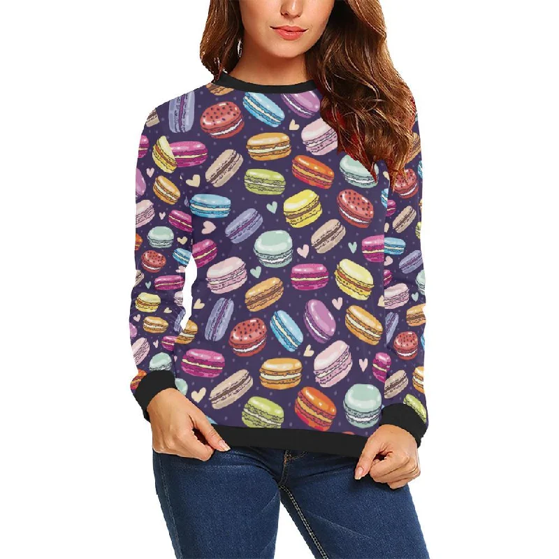 Sweet Macaron Print Pattern Women Crewneck Sweatshirt Hoodie with Patch Decorative Personalized