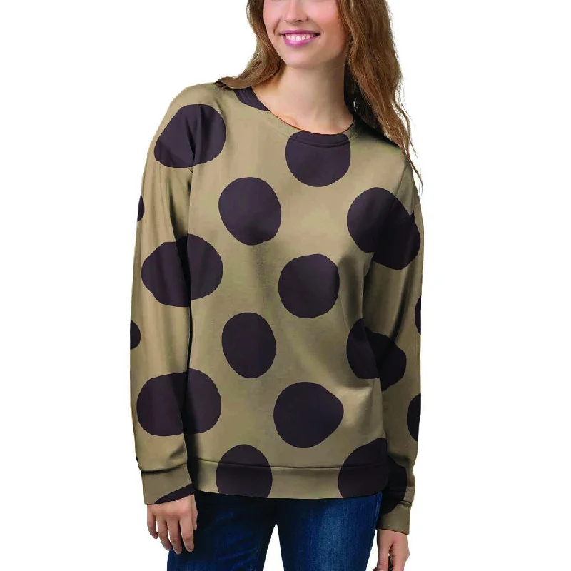 Tan And Black Polka Dot Women's Sweatshirt Hoodie with Earth Tones Natural Calm