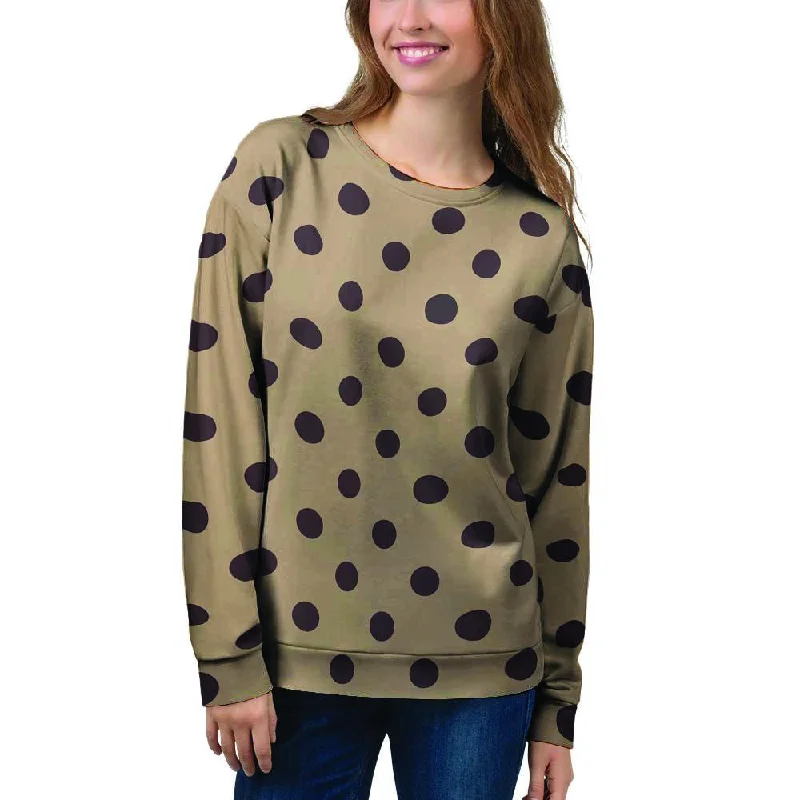 Tan And Black Tiny Polka Dot Women's Sweatshirt Hoodie with Neon Bright Vibrant