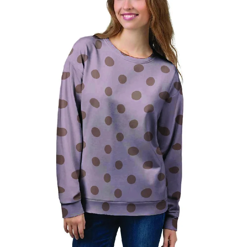 Tan And Brown Tiny Polka Dot Women's Sweatshirt Hoodie with Mesh Breathable Sporty